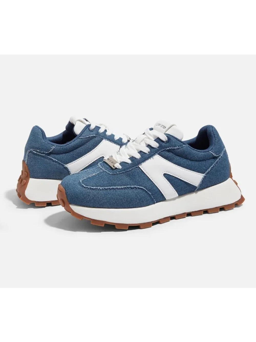 Women's Denim Blue Retro Classic Stylish Lace Up Tennis Running Walking Sneaker